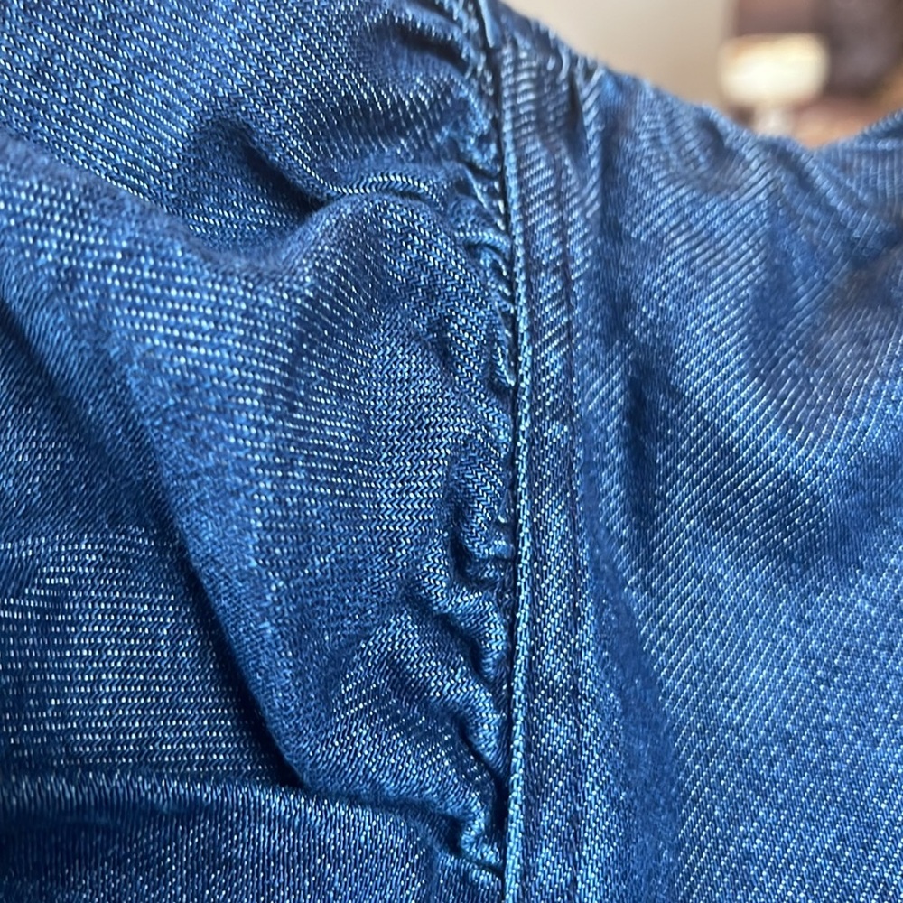 NWTS Zara Denim Mini Dress w/3/4 puff sleeves & back sliver zipper Size Large - Picture 14 of 16